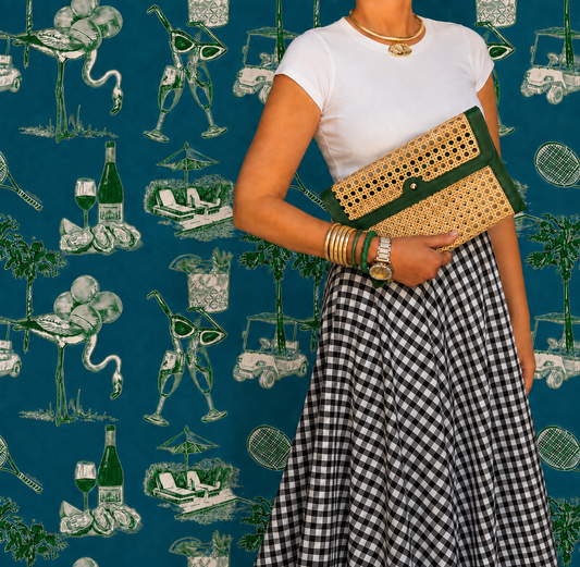 French Quarter Clutch- Green - Wholesale