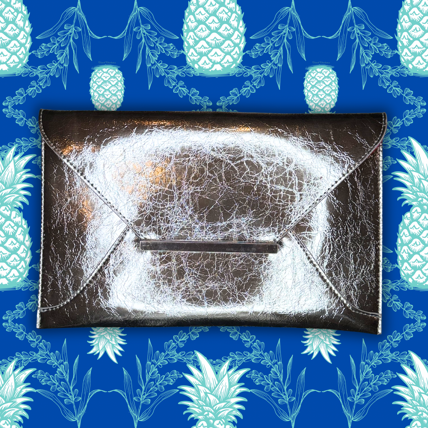 Society Clutch- Textured Silver